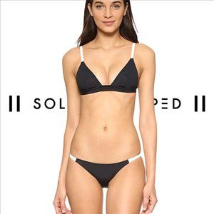 NEW SOLID & STRIPED Black Triangle Bikini Set
